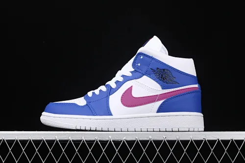 All categories Air Jordan Jordan series basketball shoes Air Jordan 1 Mid Air Jordan 1 Mid AJ1 Joe 1 white blue purple Chinese basketball shoes 554724-451